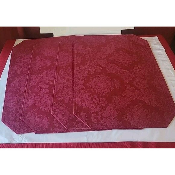 Holiday Red Poinsettias Reversible Fabric Placemats, 17"x12", Set of 4 - Picture 1 of 4